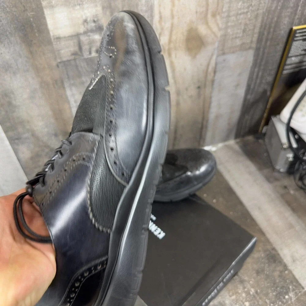 Kenneth Cole‎ Mens Trent Black Wingtip Dress Shoes Size 11